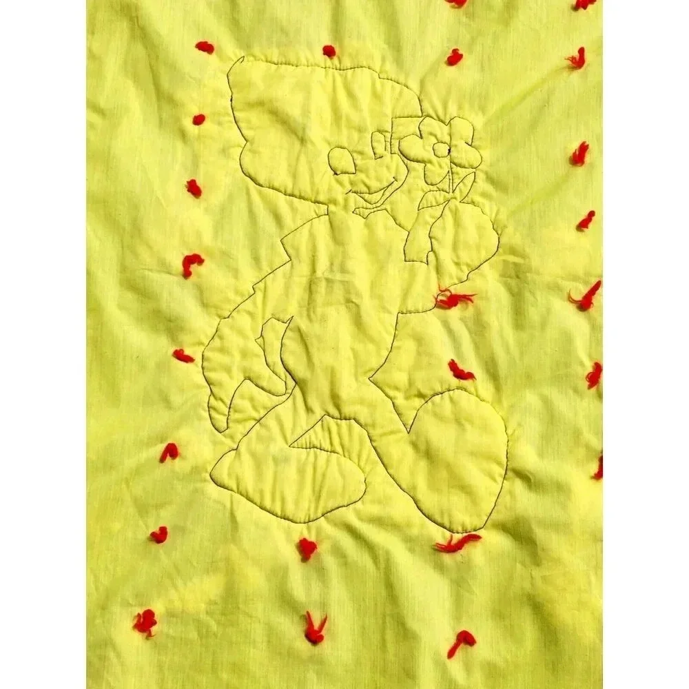 Vintage Disney Pinocchio Blue & Yellow Handmade Blanket Quilt Toddler 44…